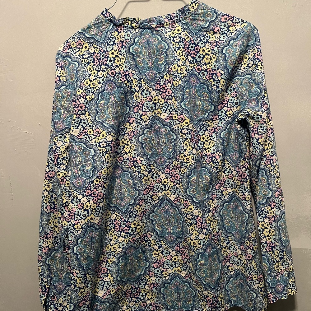 Talbots Multicolor Patterned Blouse- 100% Cotton - Picture 2 of 3